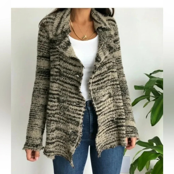 Free People Knit Wool Blend Zebra Yarn Sweater - Picture 1 of 6